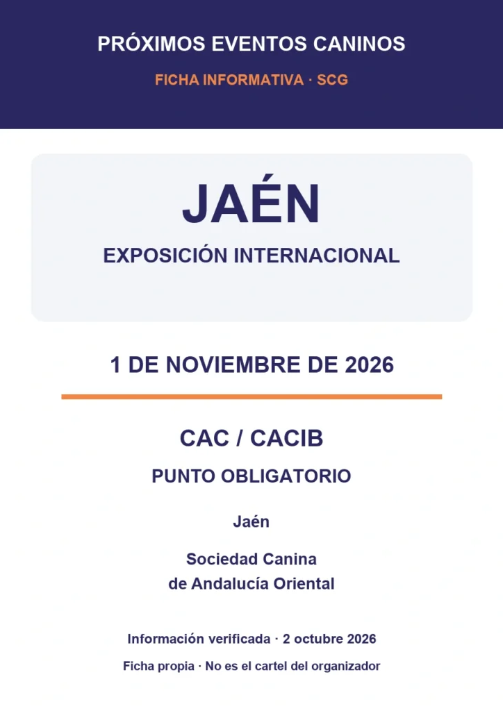 Ficha informativa de la Exposición Internacional de Jaén, 1 de noviembre de 2026